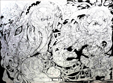 " Cycle synthétique " Dessin intitulée "" Cycle synthétique…" par Mr Foe'Z, Œuvre d'art originale, Stylo à bille