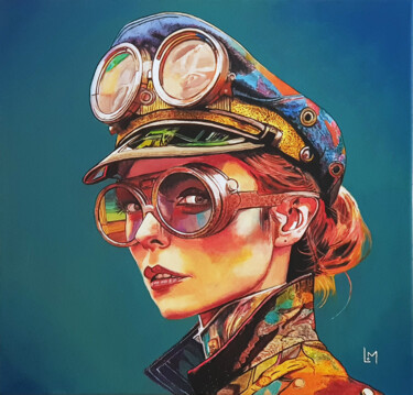Painting titled "Steam Girl" by Laurent Martin, Original Artwork, Acrylic