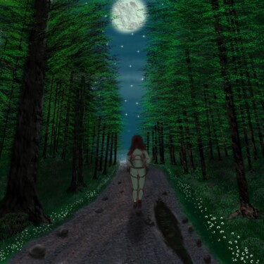 Digital Arts titled "Alone walking girl…" by 3dcursordesigner, Original Artwork, Digital Painting