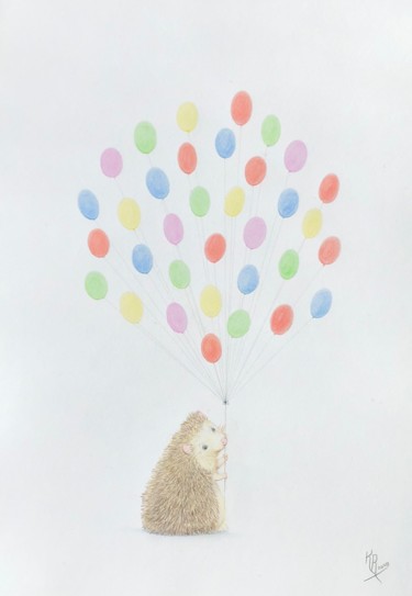Dessin intitulée "Balloon Hog" par Kenny Reeves, Œuvre d'art originale, Crayon