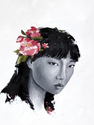 Malerei mit dem Titel "Peony" von Marina Ogai, Original-Kunstwerk, Öl
