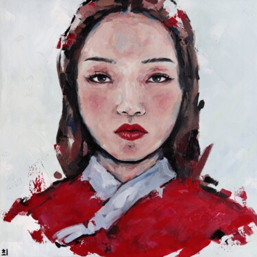 Painting titled "Korean woman in han…" by Marina Ogai, Original Artwork, Oil