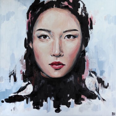 Peinture intitulée "Asian woman with bi…" par Marina Ogai, Œuvre d'art originale, Huile