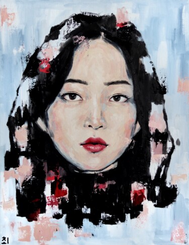 Peinture intitulée "Korean woman" par Marina Ogai, Œuvre d'art originale, Huile