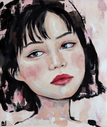 「Gentle asian girl」というタイトルの絵画 Marina Ogaiによって, オリジナルのアートワーク, オイル