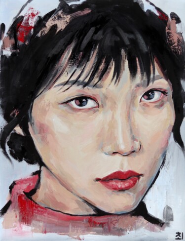 Schilderij getiteld "Asian girl" door Marina Ogai, Origineel Kunstwerk, Olie