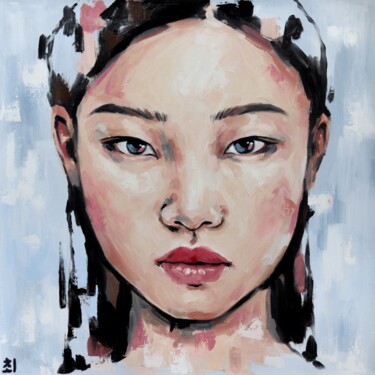 Картина под названием "Asian woman portrait" - Marina Ogai, Подлинное произведение искусства, Масло