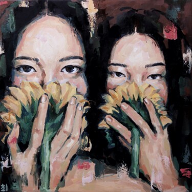 Painting titled "Asian women with su…" by Marina Ogai, Original Artwork, Oil