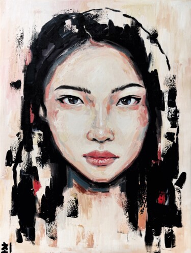 "Asian girl portrait" başlıklı Tablo Marina Ogai tarafından, Orijinal sanat, Petrol