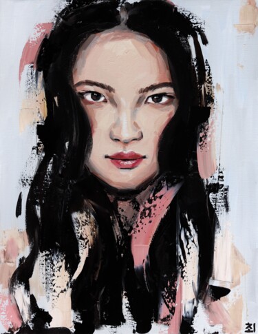 Painting titled "Korean woman oil pa…" by Marina Ogai, Original Artwork, Oil