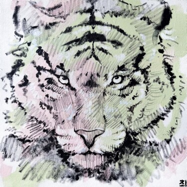 Malerei mit dem Titel "TIGER" von Marina Ogai, Original-Kunstwerk, Öl
