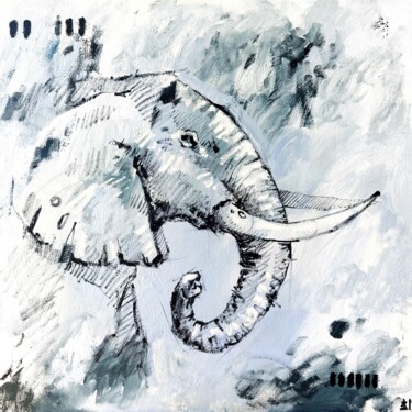 Peinture intitulée "ELEPHANT" par Marina Ogai, Œuvre d'art originale, Huile