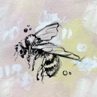 Painting titled "LITTLE BEE" by Marina Ogai, Original Artwork, Oil