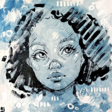 Ζωγραφική με τίτλο "BLUE GIRL" από Marina Ogai, Αυθεντικά έργα τέχνης, Λάδι