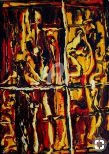 Malerei mit dem Titel "Pandemic Age" von Asim Amjad Tippu, Original-Kunstwerk, Öl