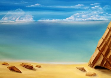 Painting titled "Пляж" by Aleksei Krivolapov, Original Artwork, Oil Mounted on Wood Stretcher frame