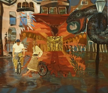 Peinture intitulée "Эволюция жизни во в…" par Sergei Troianov, Œuvre d'art originale, Huile