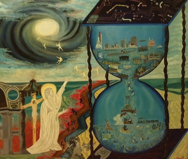 Painting titled "Эксперимент времени…" by Sergei Troianov, Original Artwork, Oil