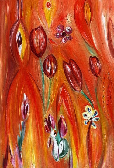 Painting titled "Orange Songs" by Maria Skrebtsova, Original Artwork, Oil