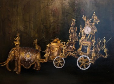 Картина под названием "Колесница Золотого…" - Пинань Ли, Подлинное произведение искусства, Масло