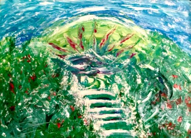 Malerei mit dem Titel "Остров" von Helena Goncharova, Original-Kunstwerk, Öl Auf Karton montiert