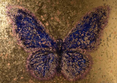 Картина под названием "black butterfly wit…" - Луиза Ишкуватова, Подлинное произведение искусства, Масло