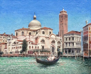 Картина под названием "Канал. Венеция" - Vasily Gribennikov, Подлинное произведение искусства, Масло Установлен на картон