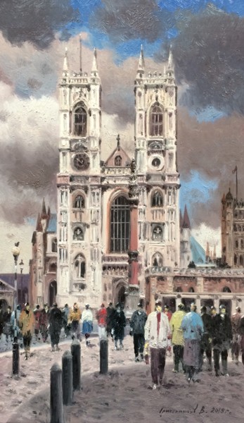 Peinture intitulée "Church of Westminst…" par Vasily Gribennikov, Œuvre d'art originale, Huile Monté sur Carton