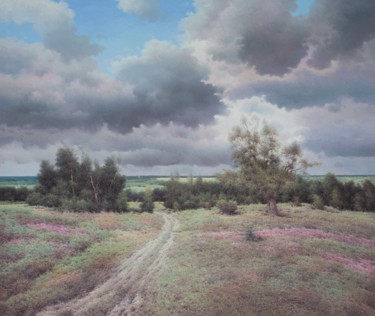 Картина под названием "Before the rain" - Vasily Gribennikov, Подлинное произведение искусства, Масло Установлен на Деревянн…