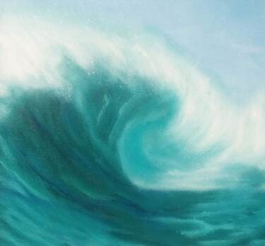Pintura intitulada "Emerald wave" por Tatiana Bukhteeva, Obras de arte originais, Óleo Montado em Cartão