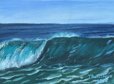 Painting titled "Breaking wave" by Tatiana Bukhteeva, Original Artwork, Oil Mounted on Wood Stretcher frame