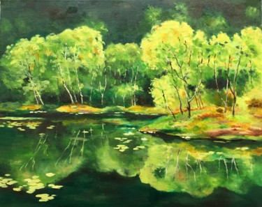 Painting titled "绿（Green)" by Yunfeng Yang, Original Artwork, Oil