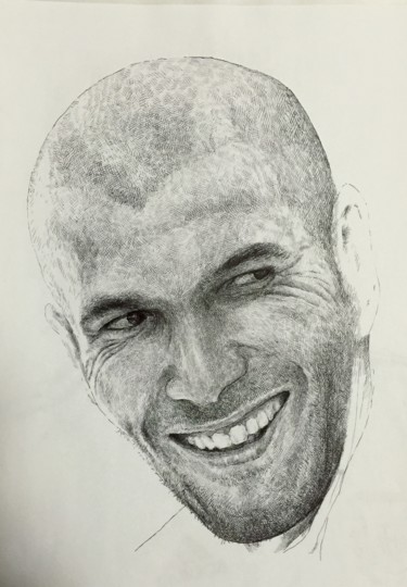 绘画 标题为“Zinedine Zidane” 由Yunfeng Yang, 原创艺术品, 圆珠笔