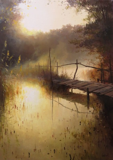 Painting titled "Morning, bridge.jpg" by Vera Fedchenko, Original Artwork, Oil