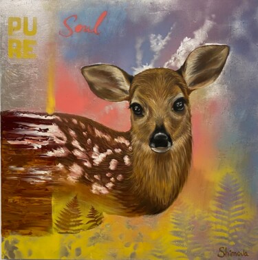 Malerei mit dem Titel "Deer" von Alina Shimova, Original-Kunstwerk, Öl