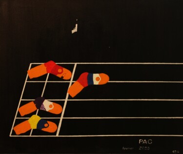 Painting titled "Départ du 100 m fin…" by Paul Aguie, Original Artwork, Acrylic Mounted on Wood Stretcher frame