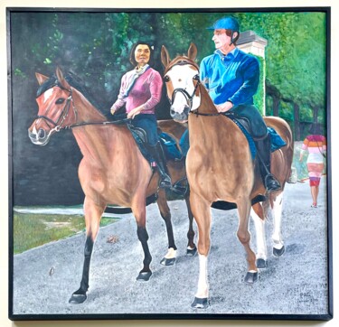 Painting titled "Les chevaux du Parc…" by Paul Aguie, Original Artwork, Acrylic Mounted on Wood Panel