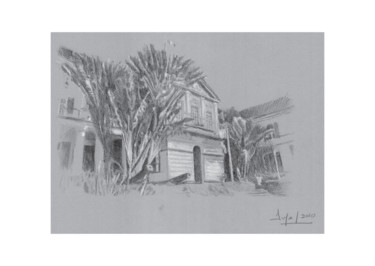 Drawing titled "Façade de l’hôtel d…" by Pol Soupe, Original Artwork, Pencil