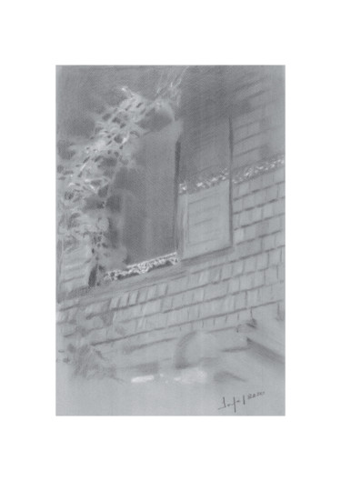 Dessin intitulée "Fenêtre bardeaux et…" par Pol Soupe, Œuvre d'art originale, Crayon