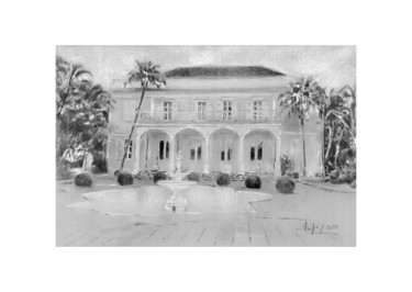 Desenho intitulada "Villa du Départemen…" por Pol Soupe, Obras de arte originais, Lápis