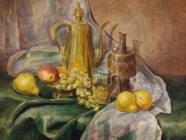 Painting titled "Натюрморт с кувшином" by Nataliia Kachanova, Original Artwork, Watercolor