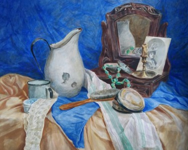 Painting titled "Натюрморт с зеркалом" by Nataliia Kachanova, Original Artwork, Watercolor