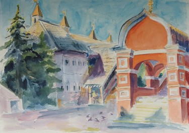 Peinture intitulée "Москва. Улица Варва…" par Nataliia Kachanova, Œuvre d'art originale, Aquarelle