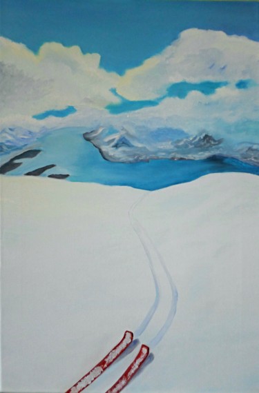 Картина под названием "“Freedom of snowy m…" - Arina Khlebnikova, Подлинное произведение искусства, Масло