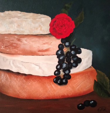 Картина под названием "Still life “Cheese”…" - Arina Khlebnikova, Подлинное произведение искусства, Масло
