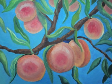 Картина под названием "Juicy peaches" - Arina Khlebnikova, Подлинное произведение искусства, Масло