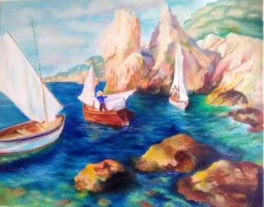 Peinture intitulée "marina" par Elvira Millet, Œuvre d'art originale, Huile Monté sur Châssis en bois