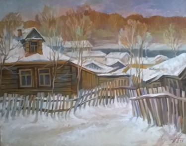 Painting titled "Зимний мотив" by Aleksei Avakumov, Original Artwork, Oil