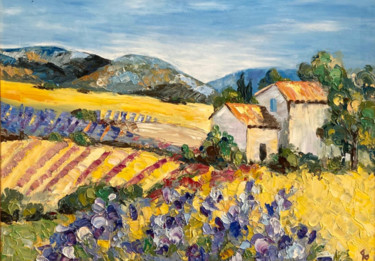 Peinture intitulée "Lavender Fields of…" par Maryna Christenko, Œuvre d'art originale, Huile