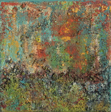 Painting titled "LICHEN" by Annick Beaulieu, Original Artwork, Acrylic Mounted on Wood Stretcher frame